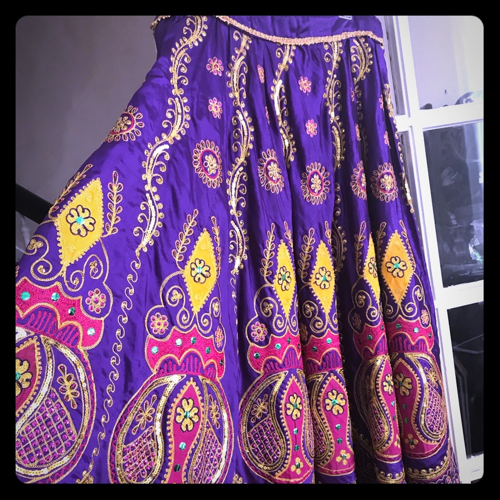 Vintage Indian Beaded Sequin, Embroidered Skirt.